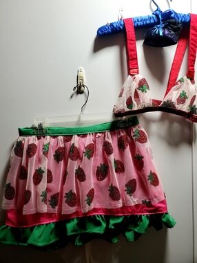 Strawberry Mini skirt with sheer t-top to match